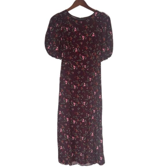 Old Navy Puff Sleeve Open Back Cottagecore Floral Print Maxi Dress - Picture 4 of 9